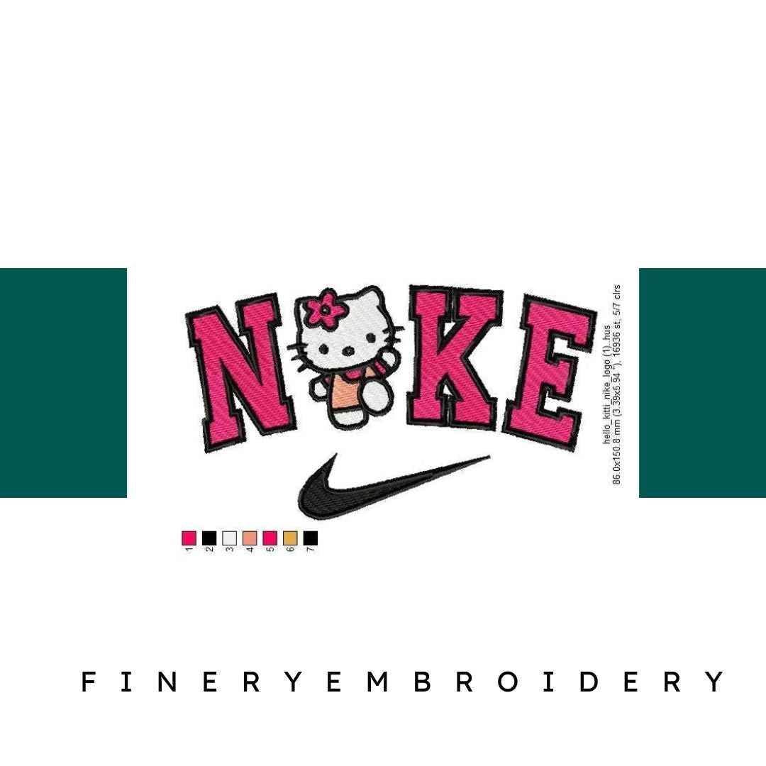 Nike Swoosh Hello Kitti Embroidery Design