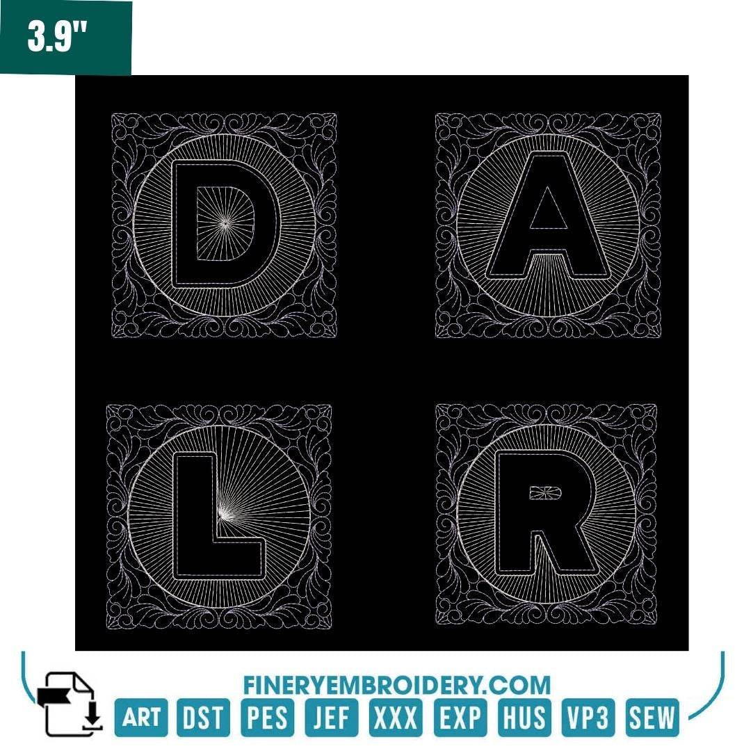 Ornamental Frame Alphabet Embroidery Pack – Vintage-Inspired Monogram Letters with Elegant Borders - FineryEmbroidery