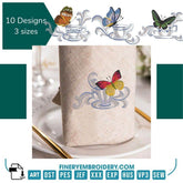 Pack - 10 designs captivating butterfly and mug - Embroidery Designs - FineryEmbroidery
