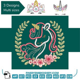 Pack - 3 designs Unicorn Appliques - Embroidery Designs - FineryEmbroidery