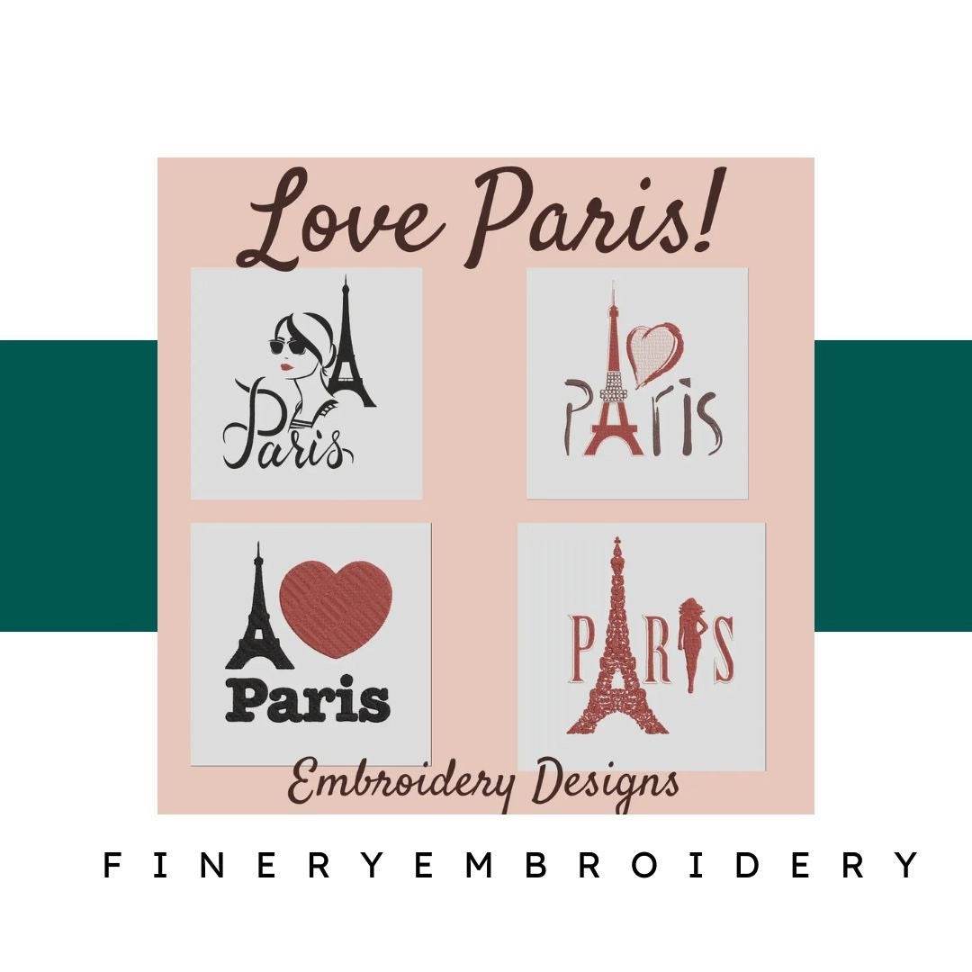 Paris French Touch - Pack of 4 Designs - Embroidery Designs - FineryEmbroidery