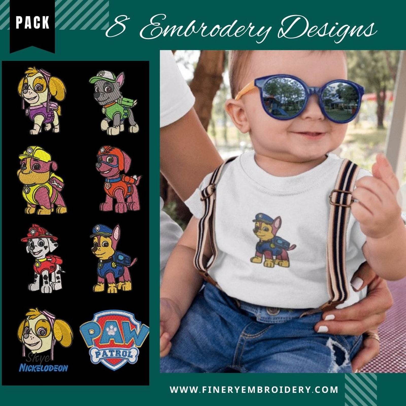 Paw Patrol Inspired Embroidery Designs: Exclusive Pack of 8 - FineryEmbroidery