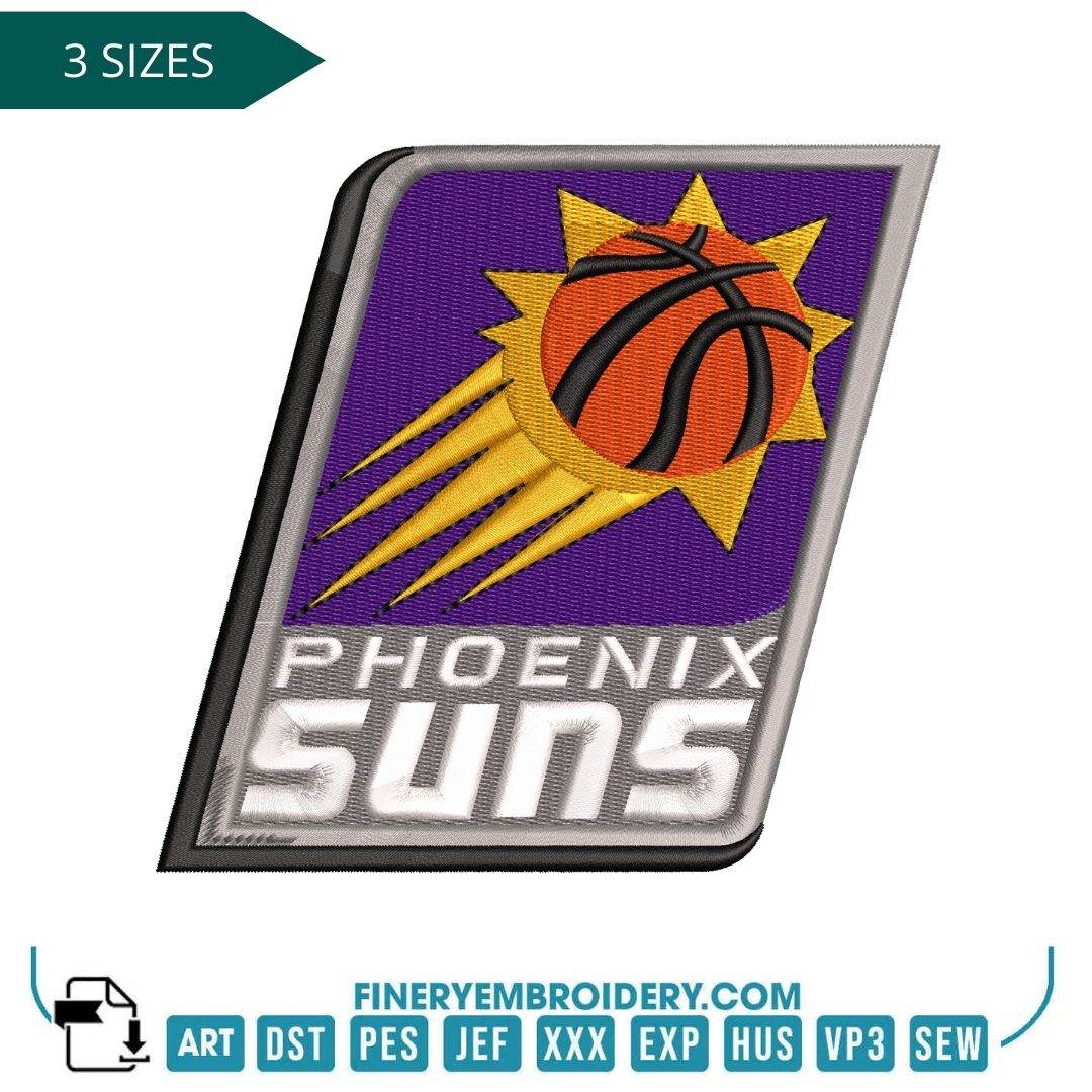 Phoenix Suns Embroidery Design – Radiant Team Logo in 3 Sizes - FineryEmbroidery