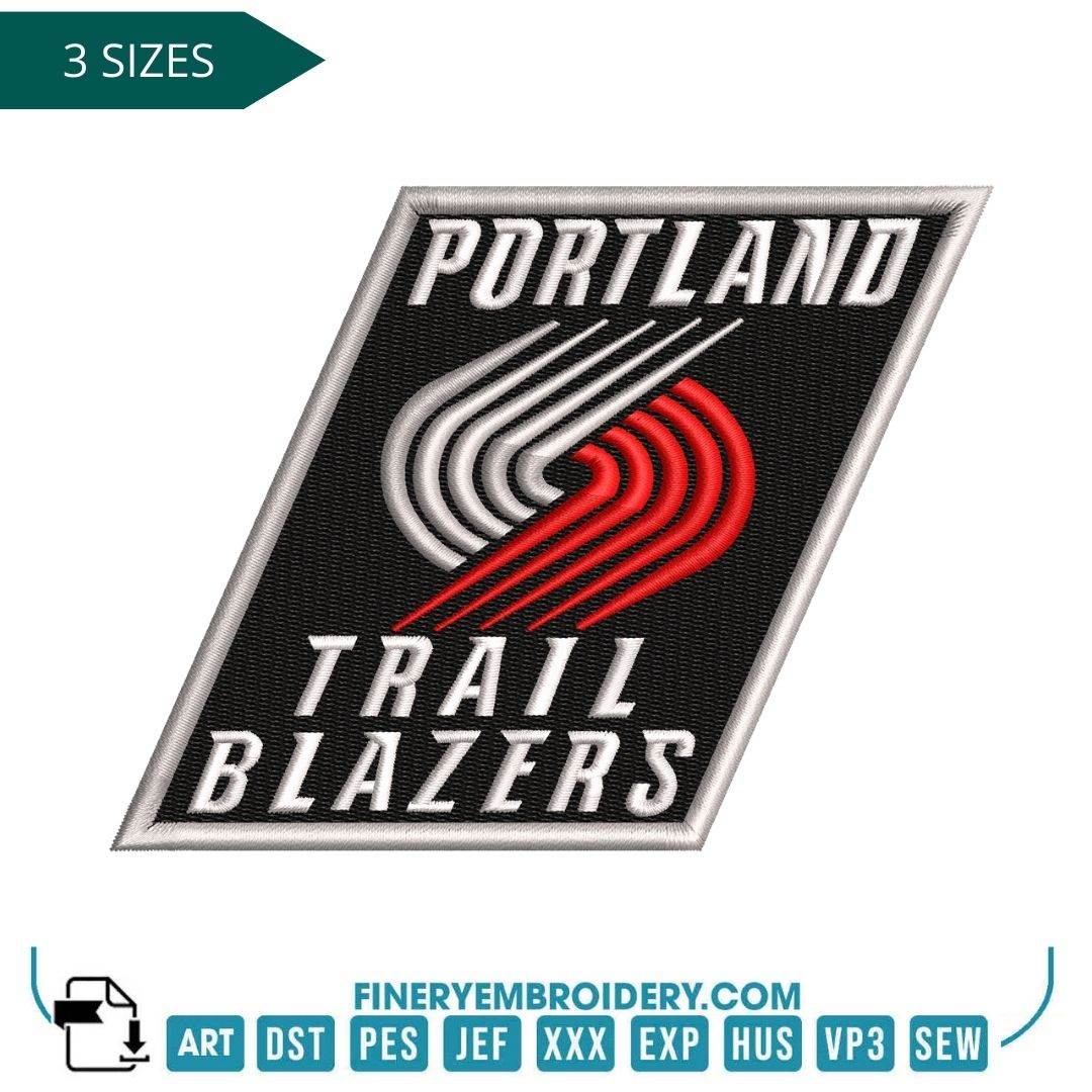 Portland Trail Blazers Embroidery Design – Sleek Team Logo in 3 Sizes - FineryEmbroidery