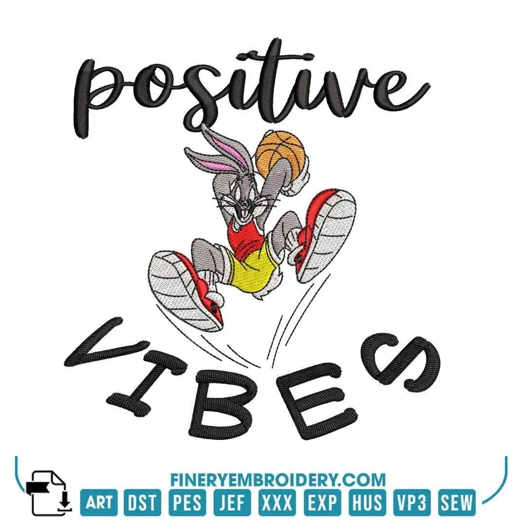 Positive Vibes Basketball Embroidery Design – Fun and Energetic - FineryEmbroidery