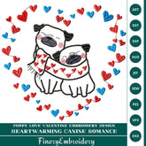 Puppy Love Valentine Embroidery Design - Heartwarming Canine Romance - FineryEmbroidery
