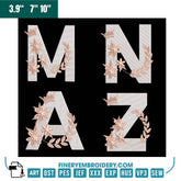 Regal Floral Alphabet Embroidery Pack – Royal Monogram Letters with Crown & Laurel Designs - FineryEmbroidery