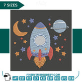 Rocket and Stars Embroidery Design | FineryEmbroidery - FineryEmbroidery