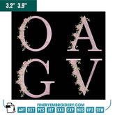 Rose Vine Alphabet Embroidery Pack – Delicate Floral Monogram Letters - FineryEmbroidery