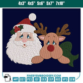 Santa Claus and Rudolph Embroidery Design – Christmas Spirit - FineryEmbroidery