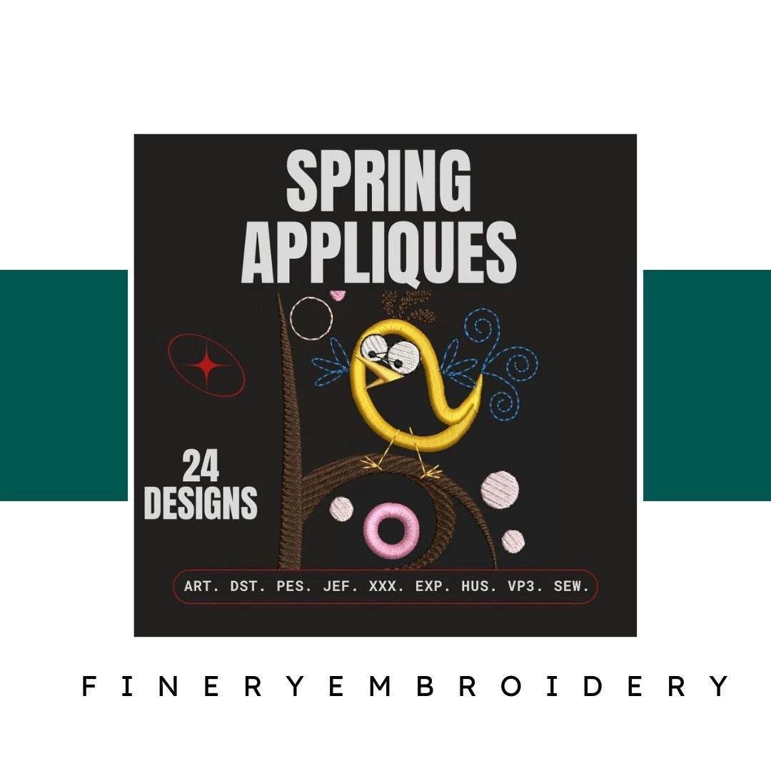 Spring Appliques: Embroidery Design Pack - FineryEmbroidery