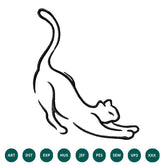 Stretching cat line embroidery design