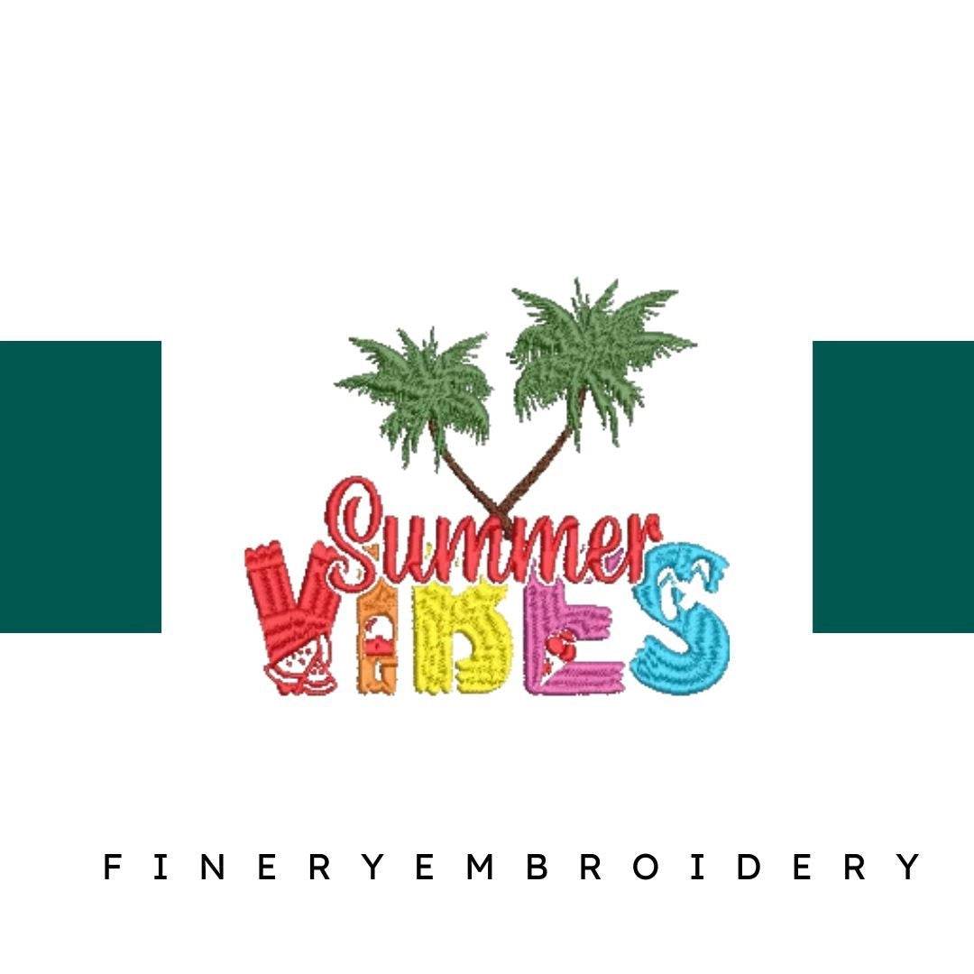 Summer-Vibes-Palm-Trees-Hello - Embroidery Design - FineryEmbroidery
