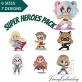 Super Heroes Embroidery Pack - 7 Designs in 6 Different Sizes - FineryEmbroidery