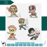 Superheroes Embroidery Design Pack – 5 Exclusive Hero-Inspired Patterns in 5 Sizes - FineryEmbroidery