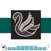 Swan Serenity 12: Exquisite White Embroidery Design - FineryEmbroidery
