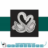 Swan Serenity 14: Exquisite White Embroidery Design - FineryEmbroidery
