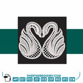 Swan Serenity 15: Exquisite White Embroidery Design - FineryEmbroidery