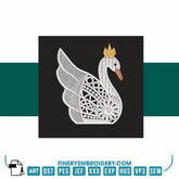 Swan Serenity 23: Exquisite White Embroidery Design - FineryEmbroidery