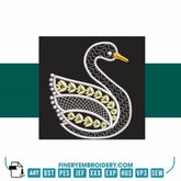 Swan Serenity 9: Exquisite White Embroidery Design - FineryEmbroidery