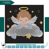 Sweet Dreaming Angel Baby Boy Embroidery Design Pack – 7 Sizes - FineryEmbroidery