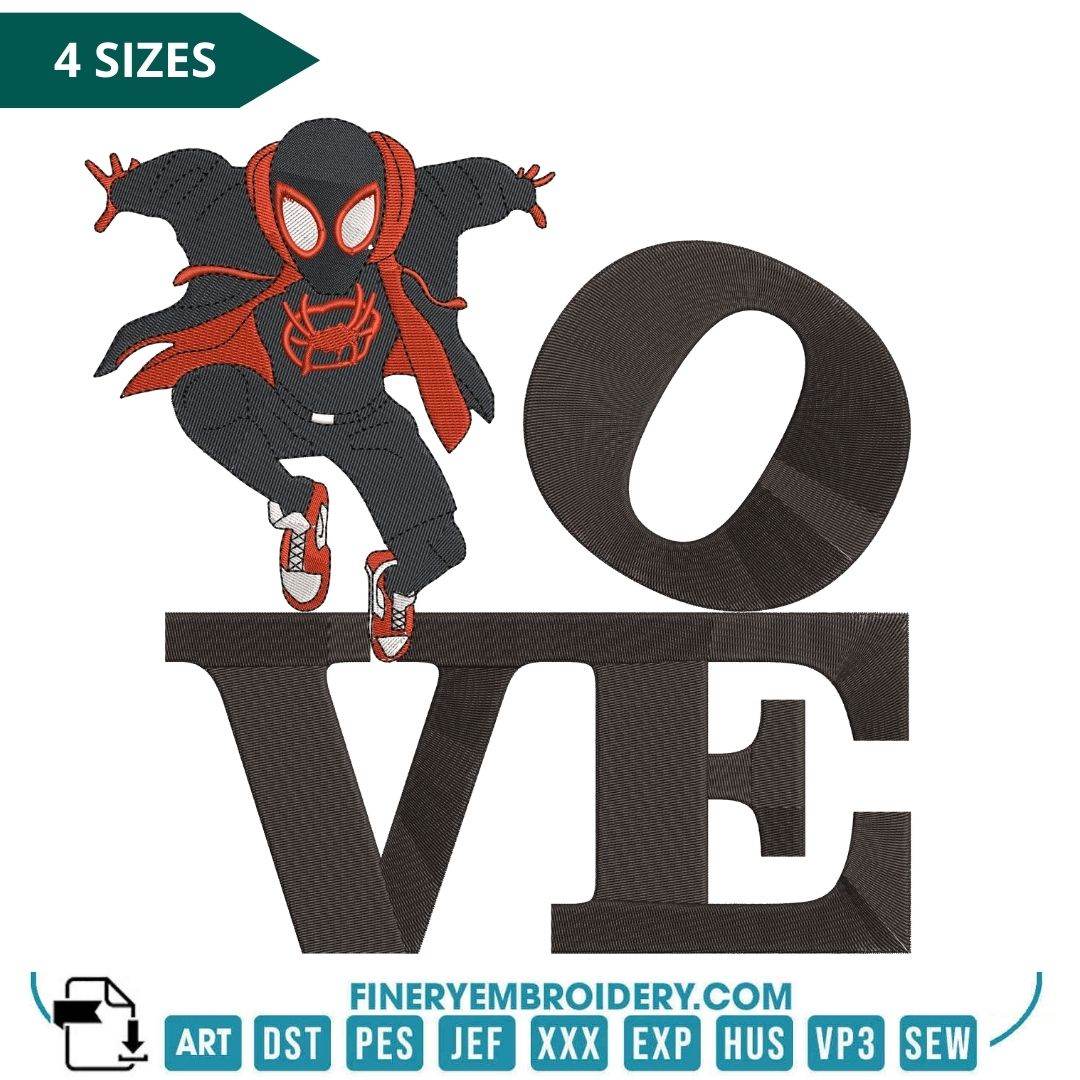 Swing into Love: Miles Morales Spider-man Embroidery Design - FineryEmbroidery
