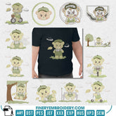 Teddy Bear in garden Embroidery Design Pack – 11 Designs in Multiple Sizes - FineryEmbroidery