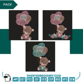 Teddy bear and balloons - Embroidery designs Pack - FineryEmbroidery