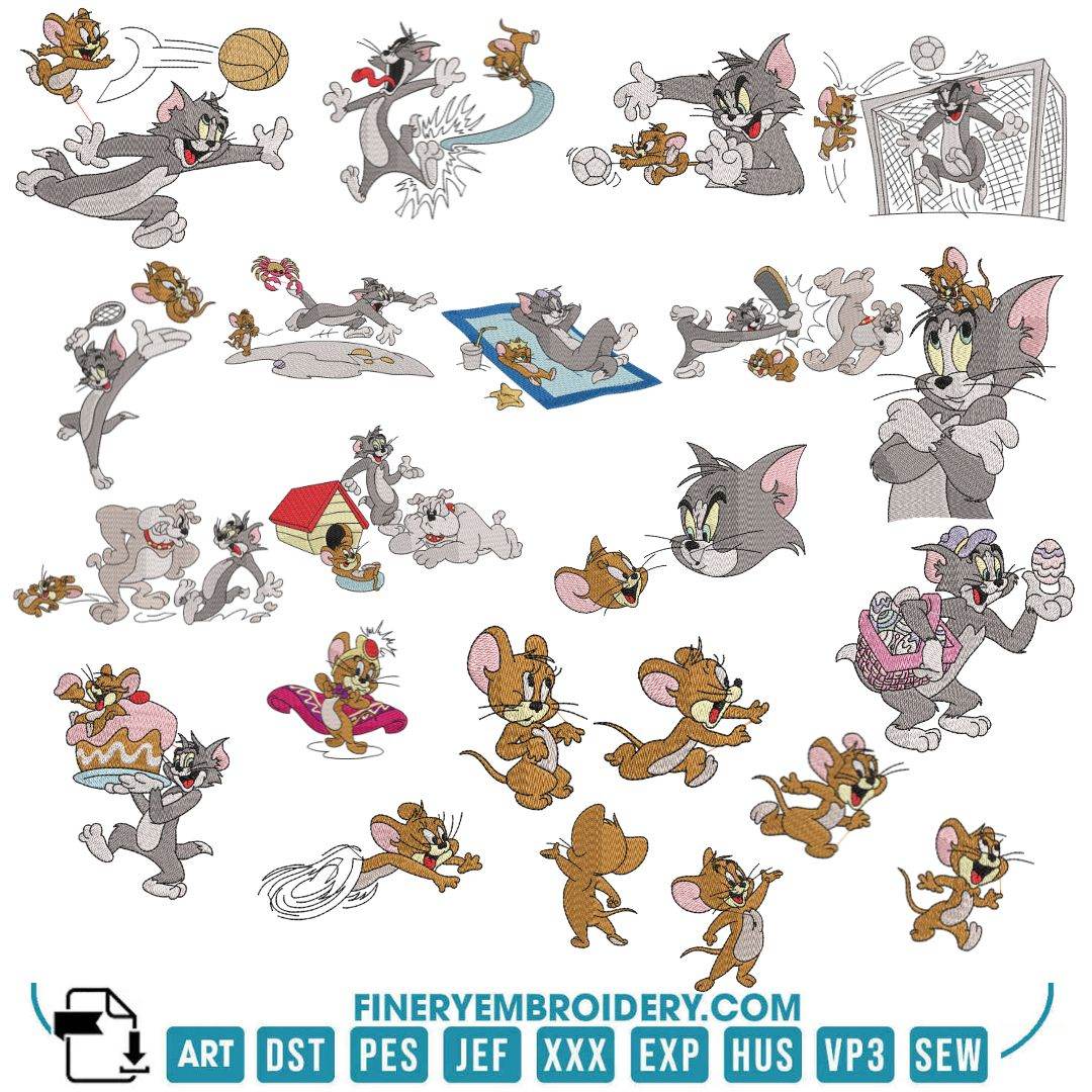 Tom & Jerry Ultimate Embroidery Pack – 23 Designs for Endless Creativity! - FineryEmbroidery
