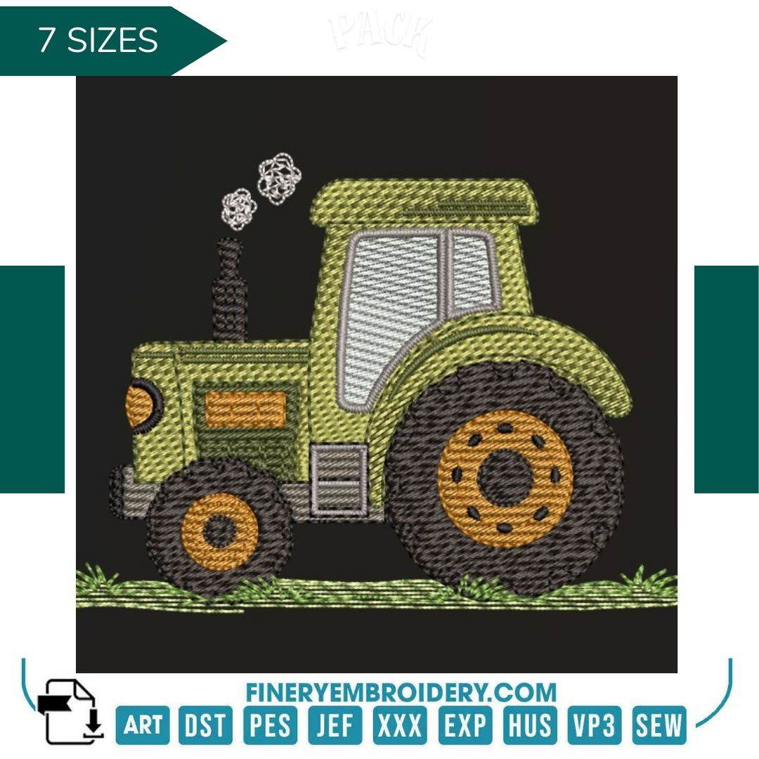 Tractor embroidery design– 7 Sizes - FineryEmbroidery