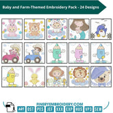 Ultimate Baby and Farm Embroidery Pack – 24 Designs in Multiple Sizes for Endless Creativity - FineryEmbroidery