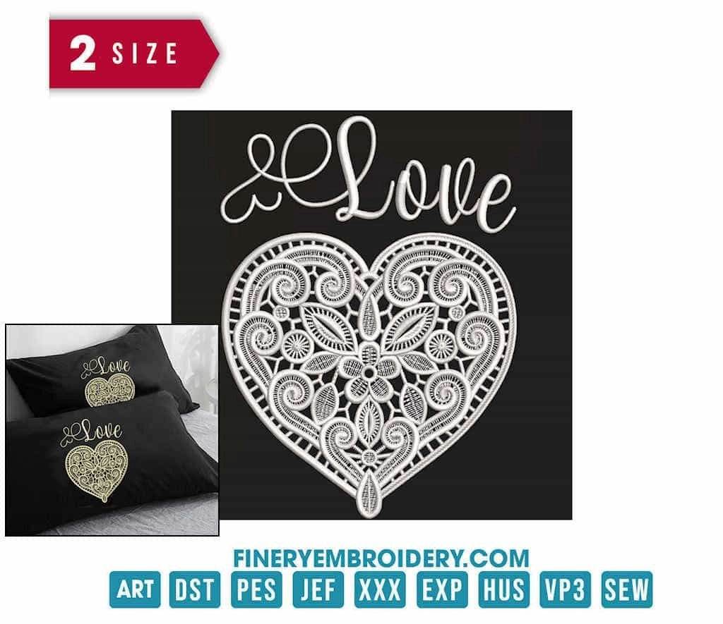 Valentine's day Heart : Embroidery Design Free Standing Lace - FineryEmbroidery