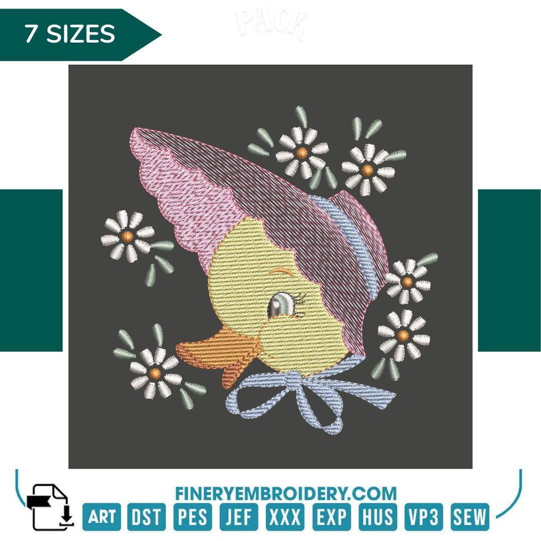 Vintage Duckling with Bonnet Embroidery Design – FineryEmbroidery - FineryEmbroidery