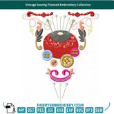 Vintage Sewing-Themed Embroidery Collection – Elegant Designs - FineryEmbroidery