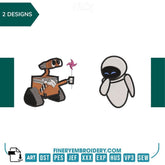 Wall-E and Eve Embroidery Design Pack - FineryEmbroidery