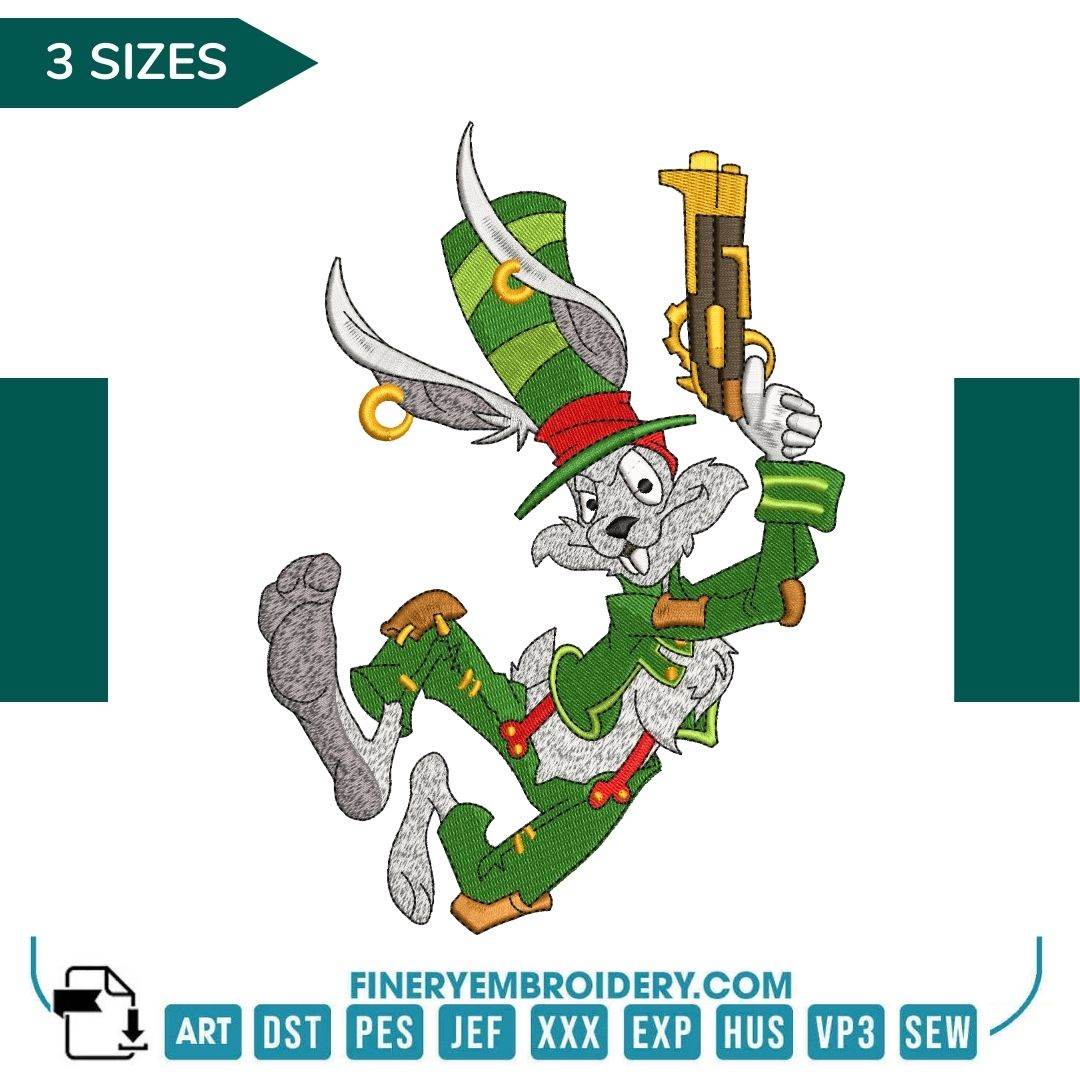 Whimsical Rabbit Embroidery Design - Available in 3 Sizes - FineryEmbroidery