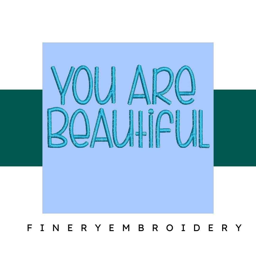 You Are Beautiful Embroidery alphabet Font Set