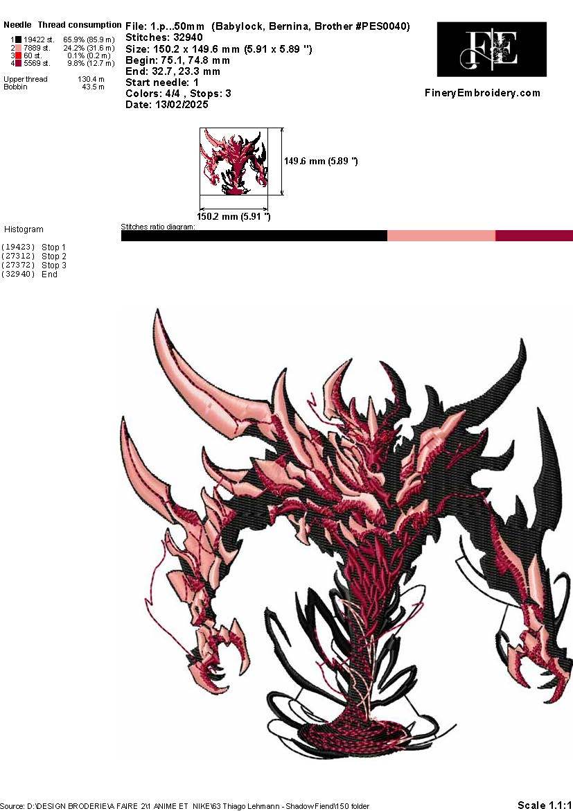 Shadow Fiend Design Shadow Fiend Embroidery Design – Instant download | FineryEmbroidery
