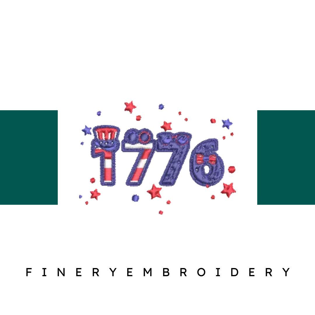 1776-Freedom-Celebrating - Embroidery Design - FineryEmbroidery