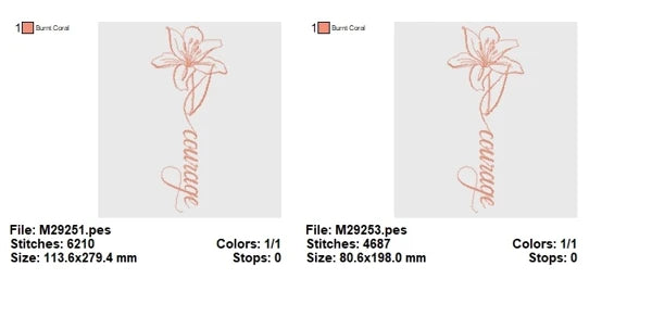 7 Floral One Line Embroidery Designs Pack - Word & Flower Ma embroidery file preview 3
