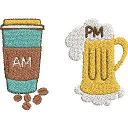AM-Coffee-PM-Beer- - Embroidery Design - FineryEmbroidery