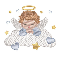 Sweet Dreaming Angel Baby Boy Embroidery Design Pack – 7 Sizes