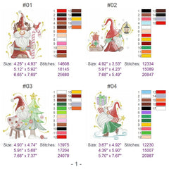 Festive Christmas Gnome Embroidery Pack – 11 Whimsical Designs - 3 sizes