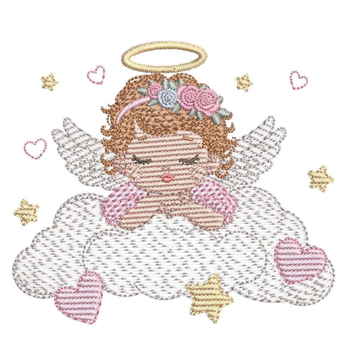 Adorable Angel Baby Girl Embroidery Design Pack – 7 Sizes - FineryEmbroidery