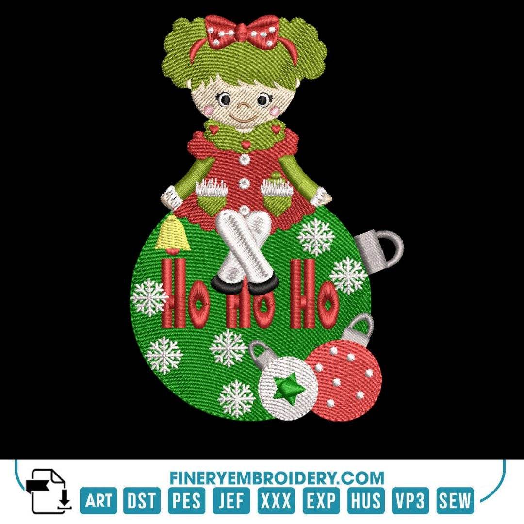 Adorable Christmas Girl Embroidery Design Pack - FineryEmbroidery