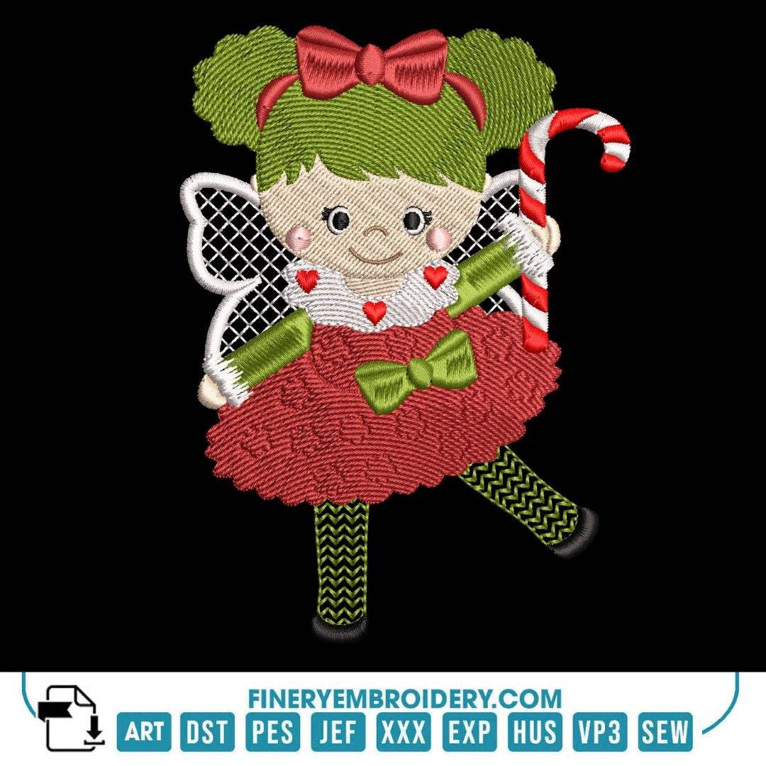 Adorable Christmas Girl Embroidery Design Pack - FineryEmbroidery