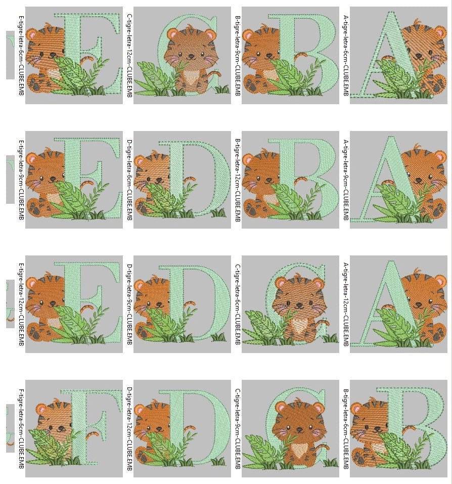 Adorable Jungle Tiger Alphabet Embroidery Pack - FineryEmbroidery