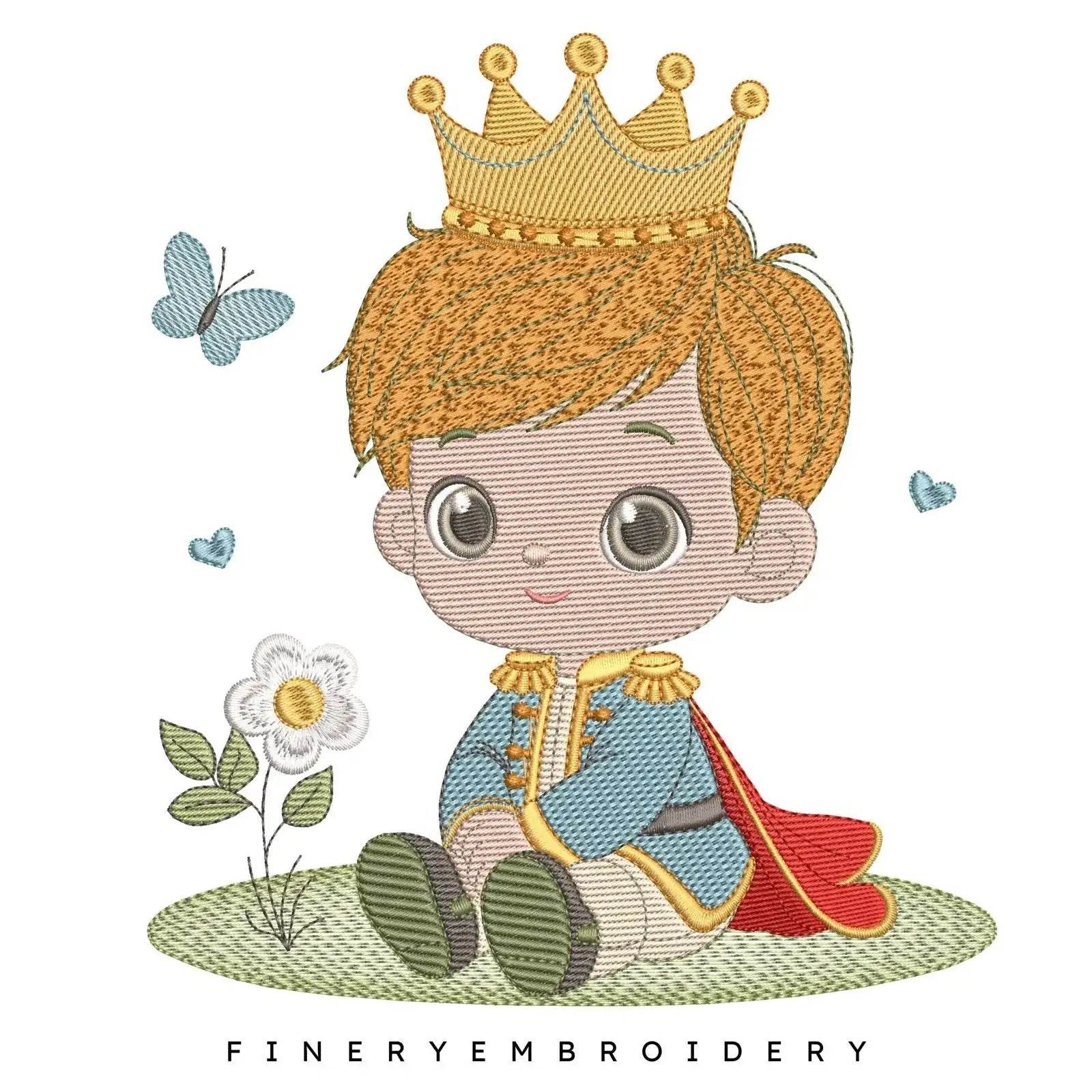 Adorable Little Prince Embroidery Design - 7 Sizes | FineryEmbroidery - FineryEmbroidery