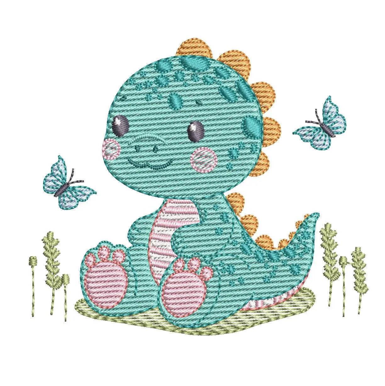 Adorable dinosaur embroidery design  – 7 Sizes - FineryEmbroidery