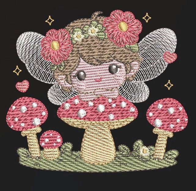 Adorable fairy with flowers  – 7 Sizes - FineryEmbroidery